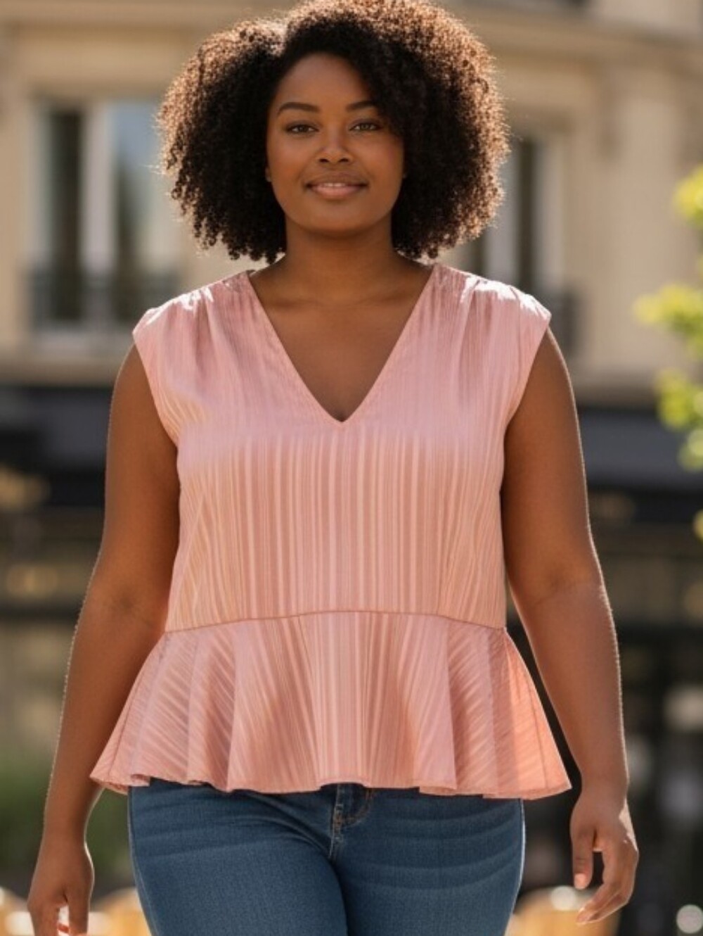 FOREVER 21 Sleeveless Pink Satin Peplum Blouse